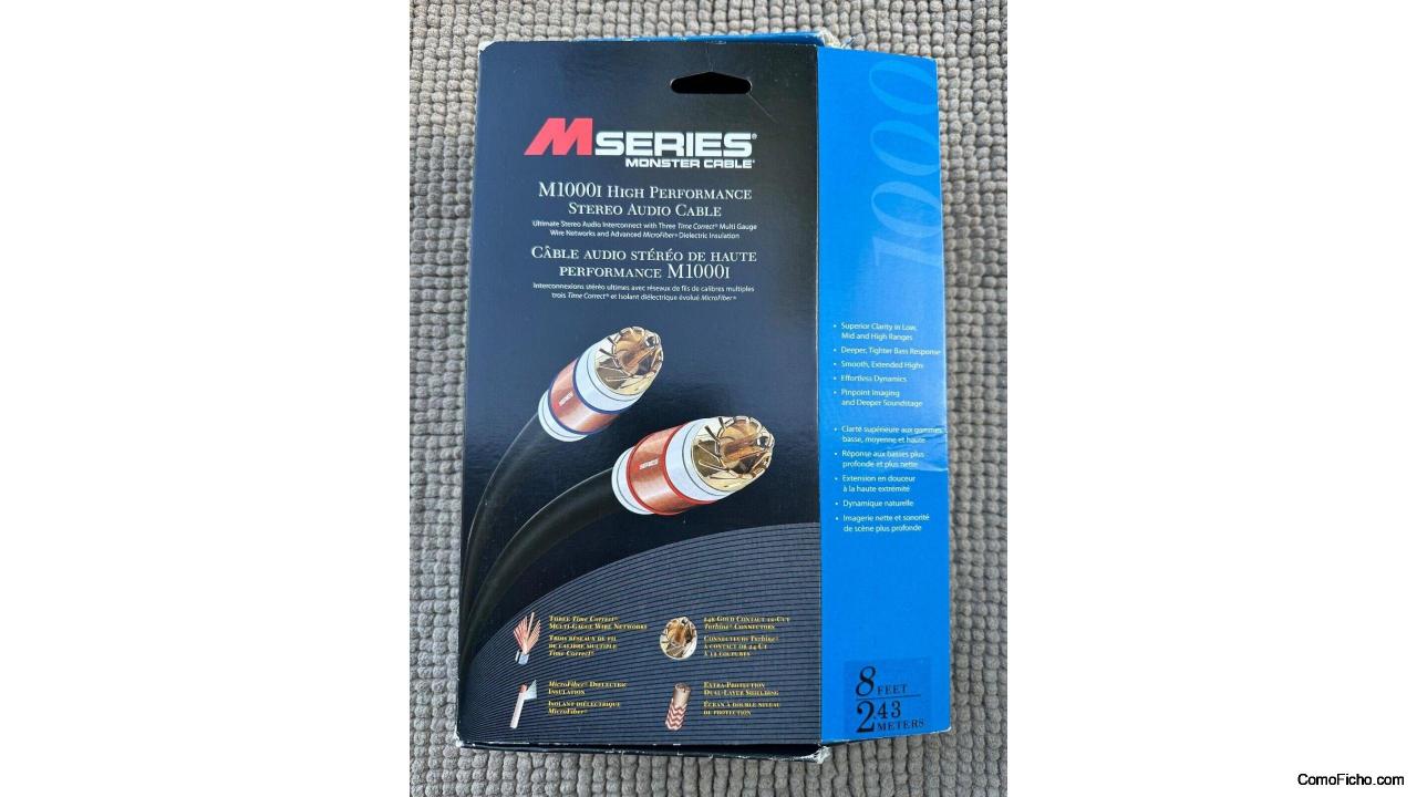MONSTER CABLE M SERIES M1000i HIGH PERFORMANCE STEREO AUDIO CABLE 8FEET/2.43M