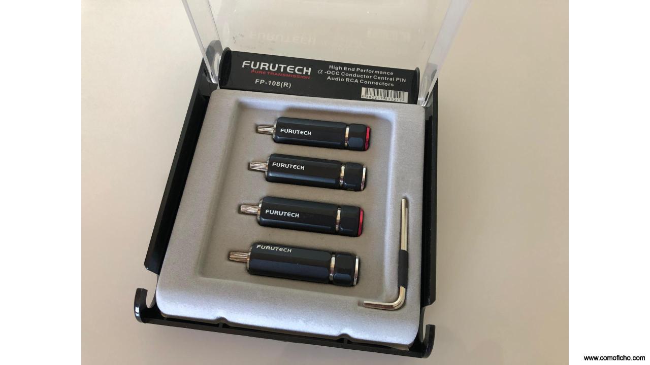 Conectores RCA Furutech FP 108 R. Acabados en rodio.